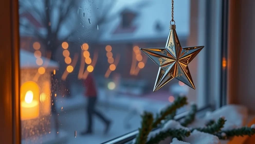 Julstjärna fönster i metall ser bäst ut